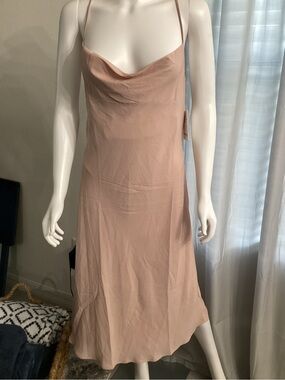 Show Me Your Mumu Verona Cowl Slip Dress Pink Blush Satin Maxi S NWT